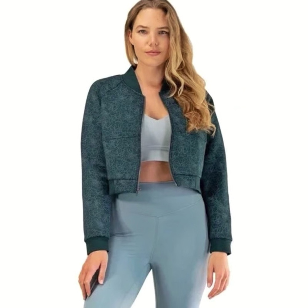Balance Athletica Vitality The Women's Flight Jacket in Deep Sea Fleur Small